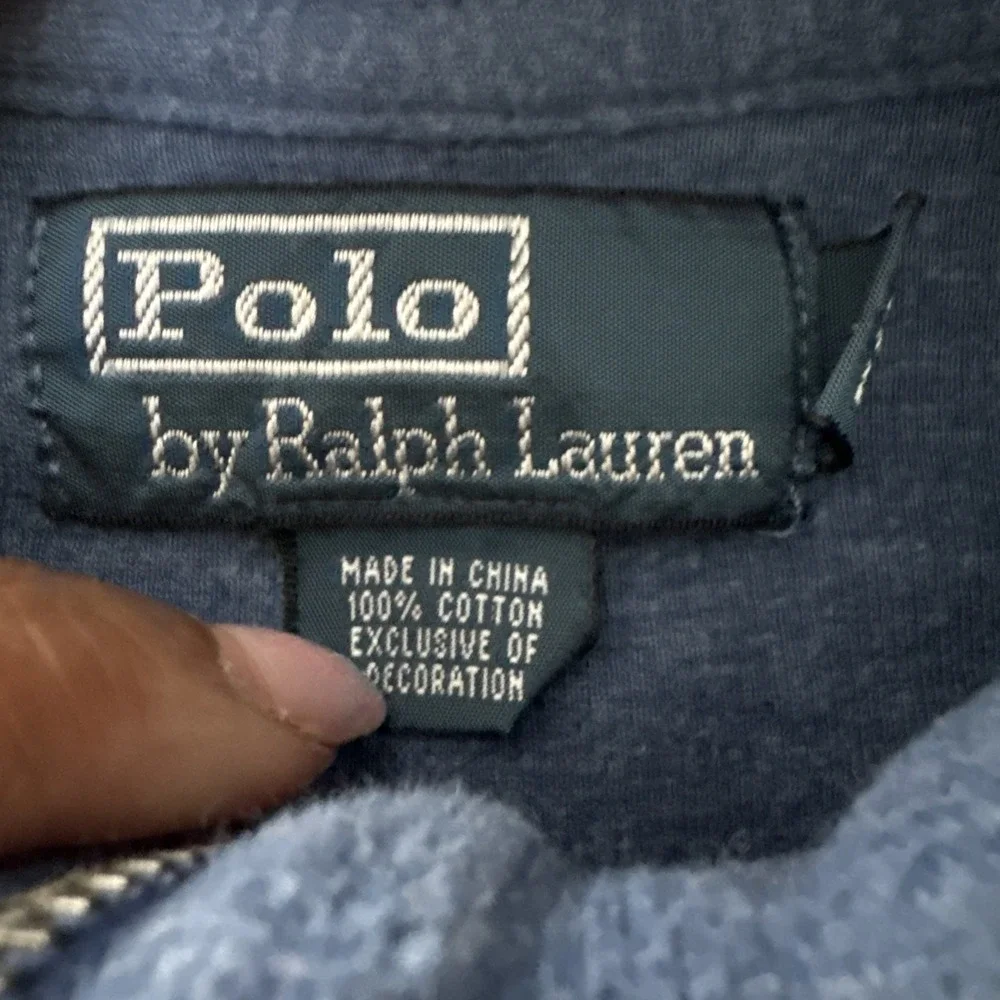 Polo Ralph Lauren Quarter Zip Sweater Mens Large Blue Knit Cotton Pony Pullover
